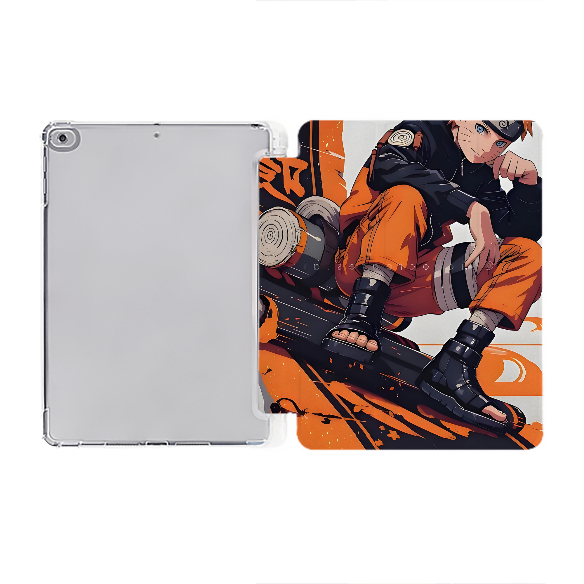 （画像用） NARUTO -ナルト- NARUTO -ナルト- 疾風伝 IPad ケース ペン収納付き 三つ折りスタンド PUレザー×シリコン 対応機種9.5/10.5/10.9インチ